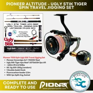 Pioneer Altitude Sovereign 7000 8000 - 6ft Ugly Stik Tiger Apo Reef 3pc Spin Travel Jigging Set - Image 2