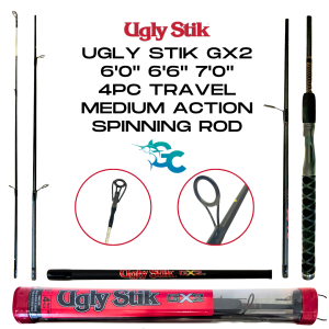 Ugly Stik GX2 Travel Spinning Rod 4pc 6ft / 6ft6in / 7ft Medium Action GoodCatch Fishing Buddy - Image 8