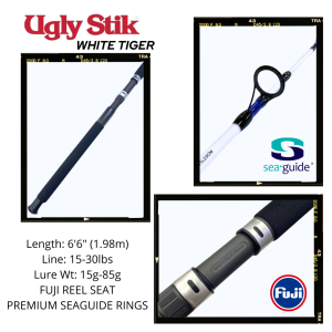 Shakespeare Ugly Stik White Tiger UWTS662H 6ft 6in HEAVY / UWTS702XH 7ft EXTRA HEAVY Spinning Rod - Image 7