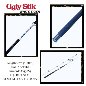 Shakespeare Ugly Stik White Tiger UWTS662H 6ft 6in HEAVY / UWTS702XH 7ft EXTRA HEAVY Spinning Rod - Image 6