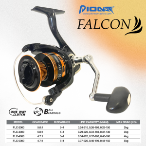 Pioneer Falcon Spinning Reel Alum Spool 5+1 Ball Bearings 2000 3000 4000 5000 GoodCatch Fishing - Image 3