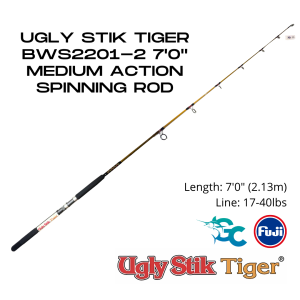 Ugly Stik Tiger 7’0” Spinning Rod – BWS 2201-2 Heavy Duty Inshore Rod 7ft GoodCatch Fishing Buddy - Image 4