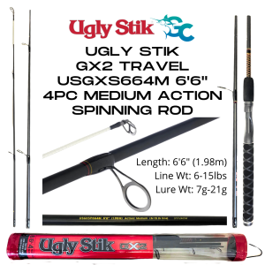 Ugly Stik GX2 Travel Spinning Rod 4pc 6ft / 6ft6in / 7ft Medium Action GoodCatch Fishing Buddy - Image 6