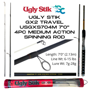 Ugly Stik GX2 Travel Spinning Rod 4pc 6ft / 6ft6in / 7ft Medium Action GoodCatch Fishing Buddy - Image 5