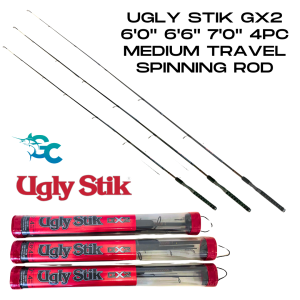 Ugly Stik GX2 Travel Spinning Rod 4pc 6ft / 6ft6in / 7ft Medium Action GoodCatch Fishing Buddy - Image 4