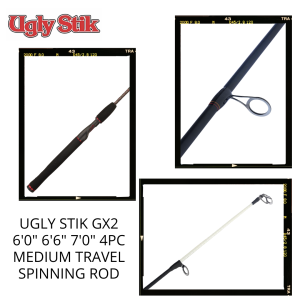 Ugly Stik GX2 Travel Spinning Rod 4pc 6ft / 6ft6in / 7ft Medium Action GoodCatch Fishing Buddy - Image 3