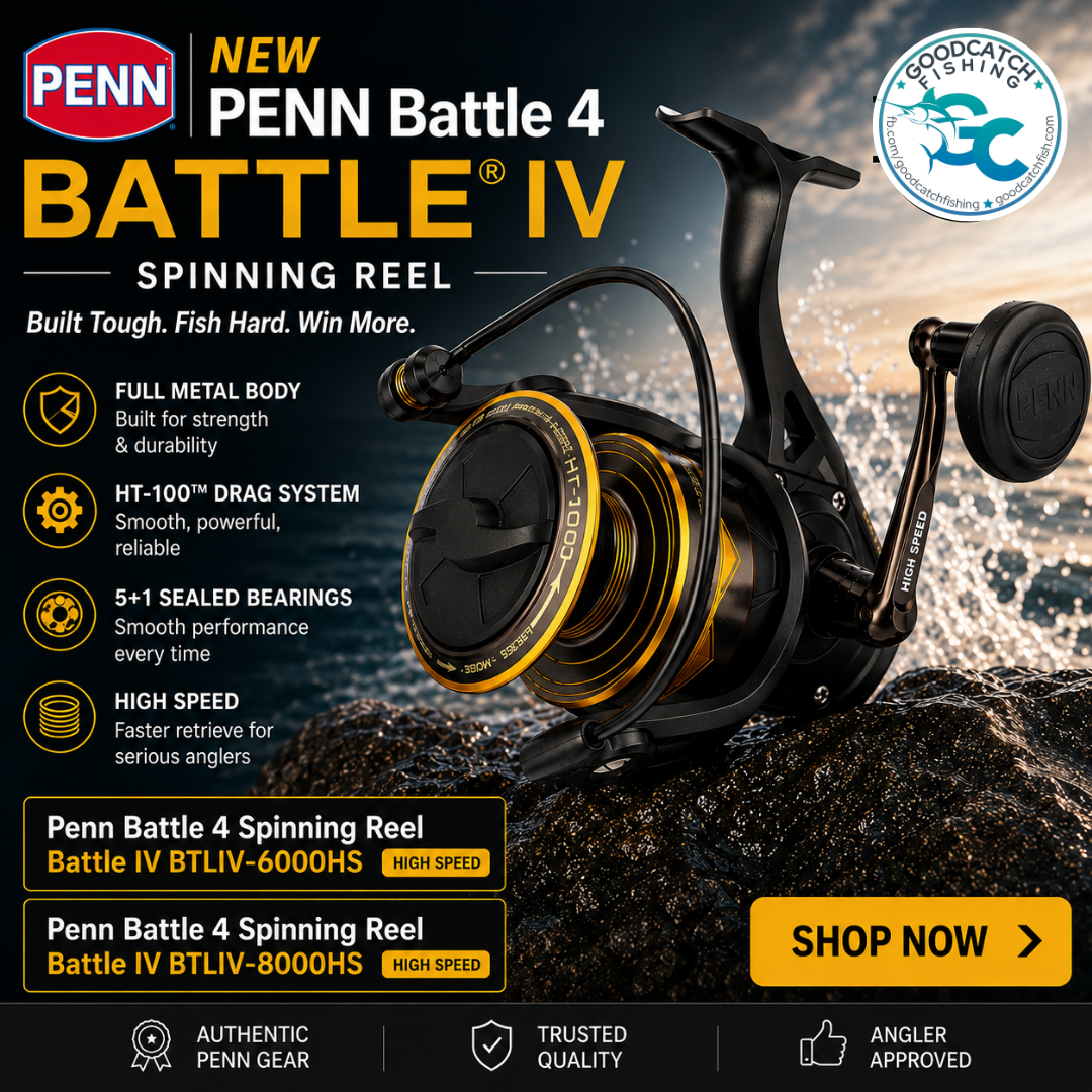 NEW PENN Battle 4 BATTLE® IV SPINNING REEL GoodCatch Fishing 5000 6000HS 8000HS