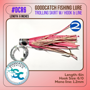 GoodCatch DCR6 6 inches Trolling skirt w/ Rigged CN hook 6/0 & Monoline 1.2mm Soft Bait Lure - Image 3