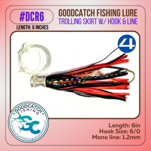 GoodCatch DCR6 6 inches Trolling skirt w/ Rigged CN hook 6/0 & Monoline 1.2mm Soft Bait Lure - Image 5