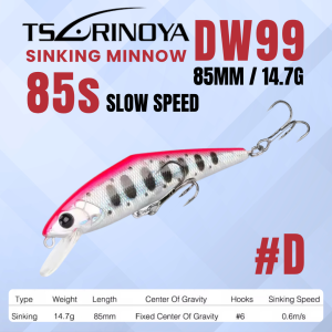 Tsurinoya DW99 85S Slow Speed Sinking Minnow 85mm 14.7g GoodCatch Fishing - Image 5