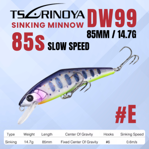 Tsurinoya DW99 85S Slow Speed Sinking Minnow 85mm 14.7g GoodCatch Fishing - Image 4
