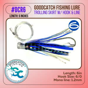 GoodCatch DCR6 6 inches Trolling skirt w/ Rigged CN hook 6/0 & Monoline 1.2mm Soft Bait Lure - Image 7
