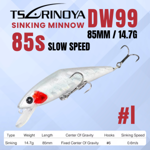 Tsurinoya DW99 85S Slow Speed Sinking Minnow 85mm 14.7g GoodCatch Fishing - Image 3