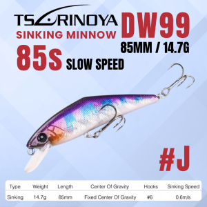 Tsurinoya DW99 85S Slow Speed Sinking Minnow 85mm 14.7g GoodCatch Fishing - Image 2