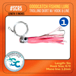 GoodCatch SCR5 5 inches Trolling skirt w/ Rigged CN hook 6/0 & Monoline 1.2mm Soft Bait Lure - Image 2