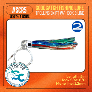 GoodCatch SCR5 5 inches Trolling skirt w/ Rigged CN hook 6/0 & Monoline 1.2mm Soft Bait Lure - Image 3