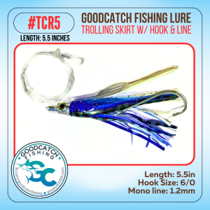 GoodCatch SSCR5 TCR5 5.5inches Trolling skirt w/ Rigged CN hook 6/0 & Monoline 1.2mm Soft Bait Lure - Image 2