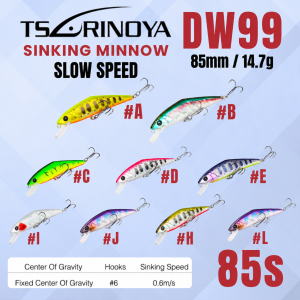 Tsurinoya DW99 85S Slow Speed Sinking Minnow 85mm 14.7g GoodCatch Fishing