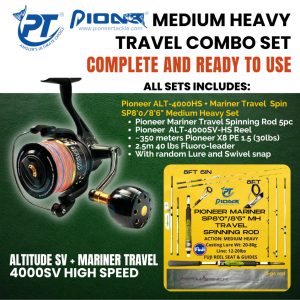 Pioneer Altitude ALT-4000HS ALT-6000HS and Mariner Travel Spinning Rod SP8'0 / 8'6" Medium Heavy Spin Combo Set - Image 3