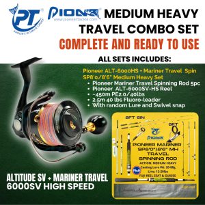 Pioneer Altitude ALT-4000HS ALT-6000HS and Mariner Travel Spinning Rod SP8'0 / 8'6" Medium Heavy Spin Combo Set - Image 4
