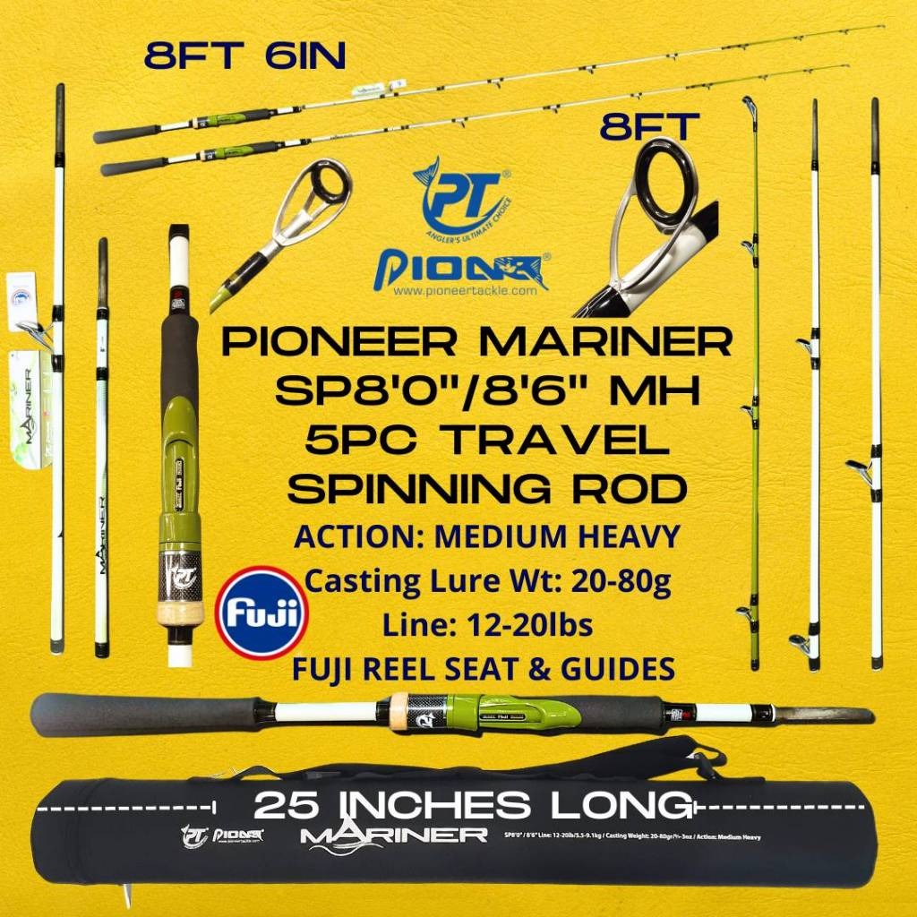 Pioneer Mariner Travel Spinning Rod SP8'0 / 8'6" Line: 12-20lbs 20-80g Med Heavy FUJI 5pc