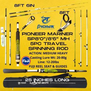 Pioneer Mariner Travel Spinning Rod SP8'0 / 8'6" Line: 12-20lbs 20-80g Med Heavy FUJI 5pc - Image 5