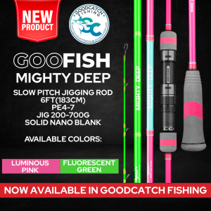 GOOFISH® Mighty Deep LUMINOUS PINK FLUORESCENT GREEN Slow Pitch Jigging Rod 1PC 6ft(183cm) PE4-7 Jig 200-700g Solid Nano Blank GoodCatch Fishing