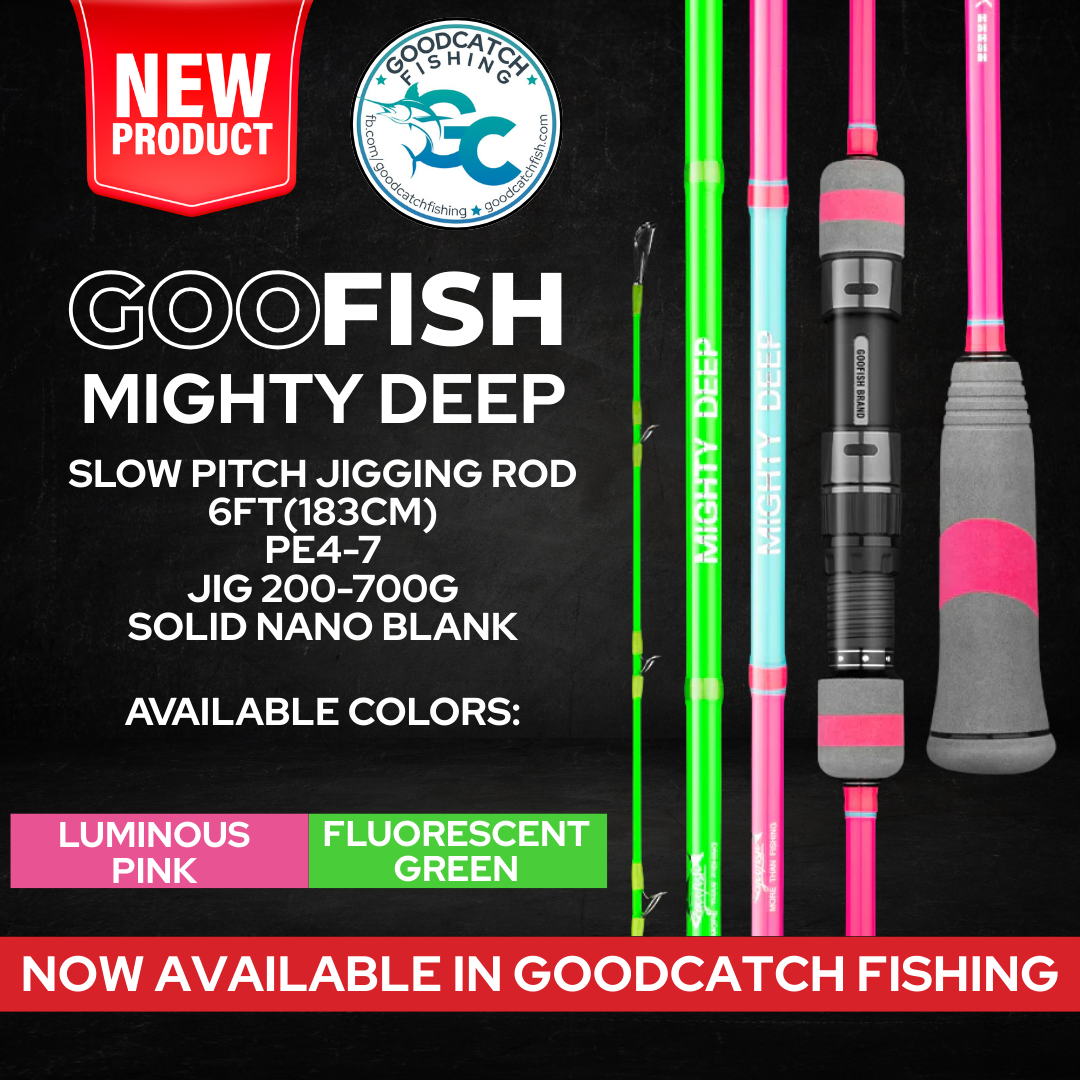 GOOFISH® Mighty Deep LUMINOUS PINK FLUORESCENT GREEN Slow Pitch Jigging Rod 1PC 6ft(183cm) PE4-7 Jig 200-700g Solid Nano Blank GoodCatch Fishing