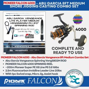 Shimano FX Sienna Pioneer Falcon Ulua Elite - Abu Garcia Vengeance 8ft Medium Shore Cast Jigging Set - Image 2