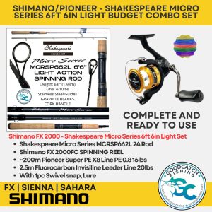 SHIMANO FX SIENNA SAHARA PIONEER + SHAKESPEARE MICRO SERIES 6ft 6in LIGHT ACTION BUDGET COMBO SET GOODCATCH - Image 4