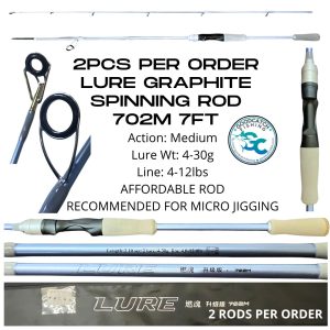 Lure Graphite Spinning Rod 7ft/8ft Medium Action Cork Butt Light Blue Micro Jigging - Image 3