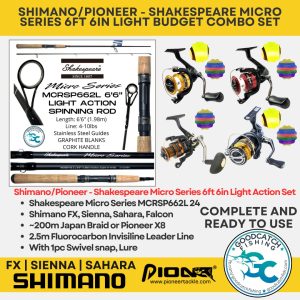 SHIMANO FX SIENNA SAHARA PIONEER + SHAKESPEARE MICRO SERIES 6ft 6in LIGHT ACTION BUDGET COMBO SET GOODCATCH
