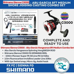 Shimano FX Sienna Pioneer Falcon Ulua Elite - Abu Garcia Vengeance 8ft Medium Shore Cast Jigging Set - Image 6