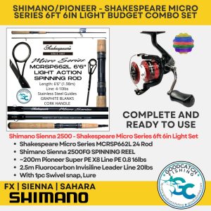 SHIMANO FX SIENNA SAHARA PIONEER + SHAKESPEARE MICRO SERIES 6ft 6in LIGHT ACTION BUDGET COMBO SET GOODCATCH - Image 7