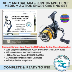 SHIMANO SAHARA FJ SHALLOW + LURE GRAPHITE ROD SULIT COMBO SET 7FT 8FT MEDIUM - Image 3
