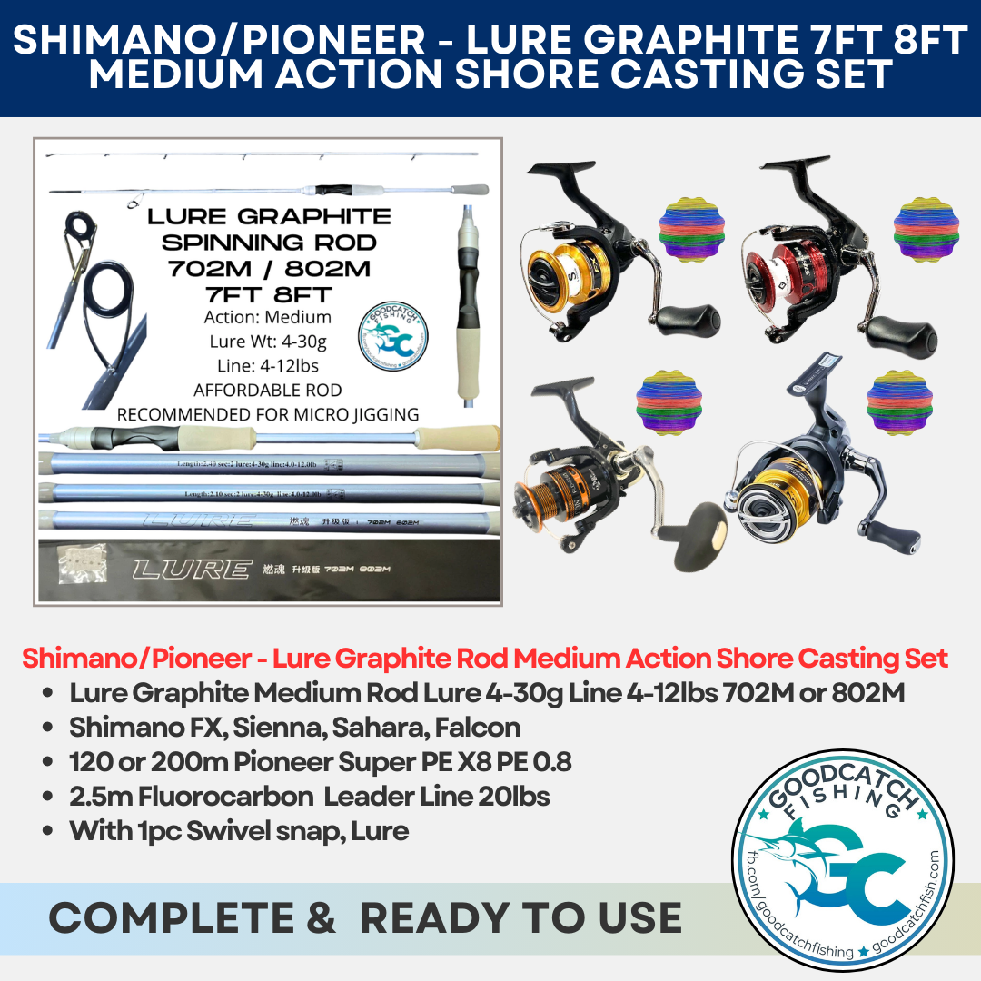 SHIMANO FX SIENNA SAHARA PIONEER 2500 3000 + LURE GRAPHITE ROD SULIT COMBO SET 7FT 8FT MEDIUM