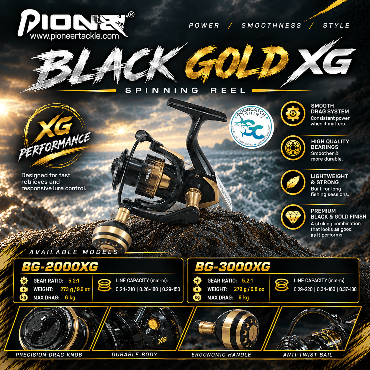 PIONEER BLACK GOLD XG SPINNING REEL 2000XG 3000XG