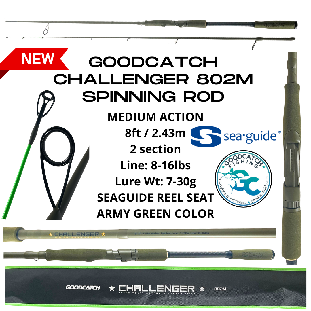 GoodCatch GC Challenger 8ft 2 section 1 tip Medium Light / Medium Action Spinning Rod SEAGUIDES - Image 3