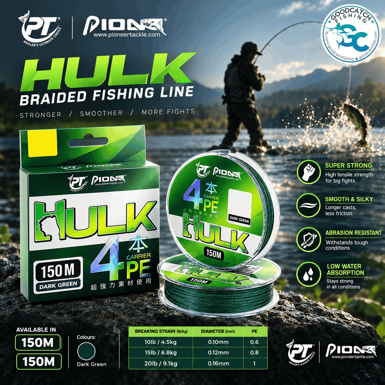 Pioneer Hulk 4X PE Power Braid Fishing Line GoodCatch Fishing