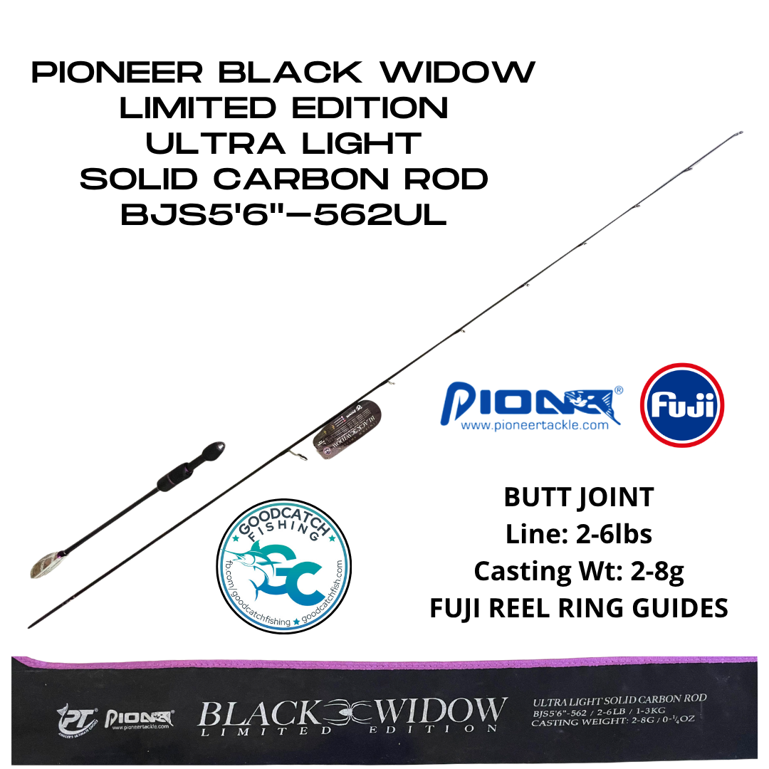 PIONEER BLACK WIDOW 5FT 6IN LIMITED EDITION SOLID CARBON ROD ULTRA LIGHT SPIN CASTING FISHING ROD - Image 3