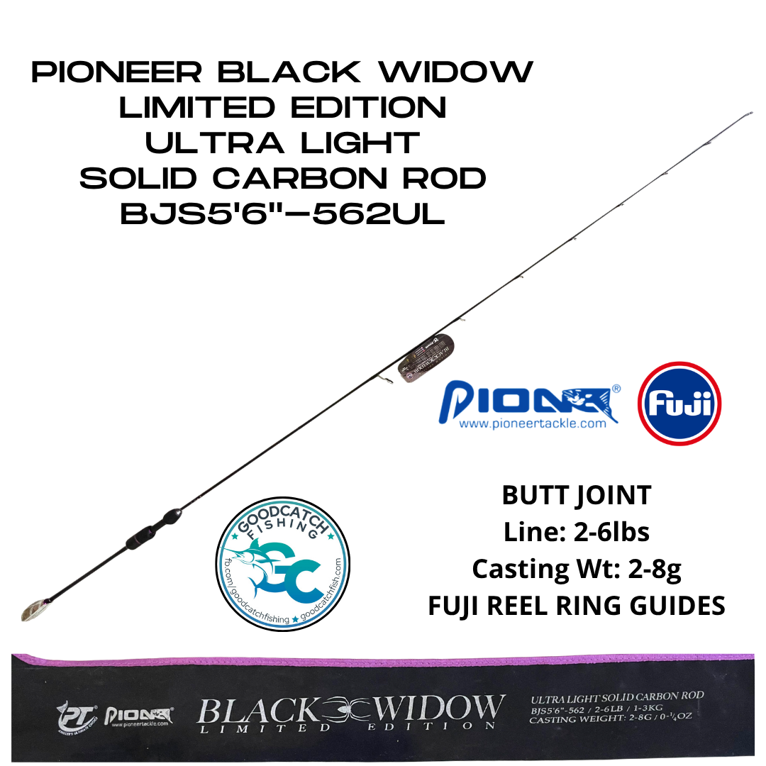 PIONEER BLACK WIDOW 5FT 6IN LIMITED EDITION SOLID CARBON ROD ULTRA LIGHT SPIN CASTING FISHING ROD - Image 4