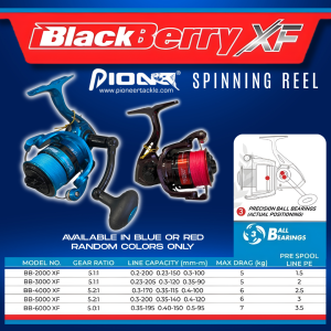 Pioneer Black Berry XF Spinning Reel 2000 3000 4000 5000 6000 Series with Free Braid Line