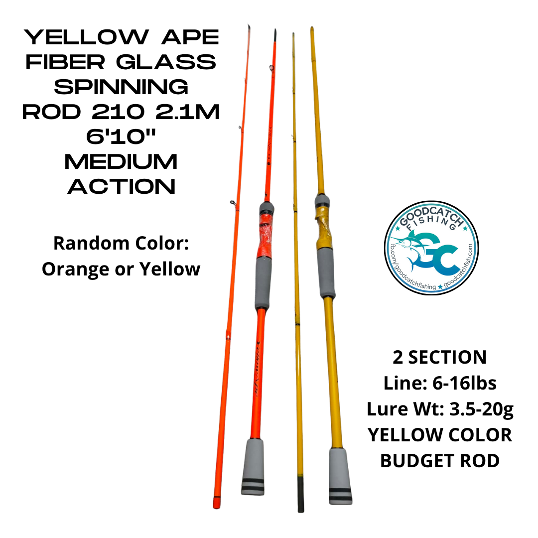 YELLOW APE 2.1M (6’10”) FIBERGLASS SPINNING ROD – BUDGET ROD GoodCatch Fishing - Image 3