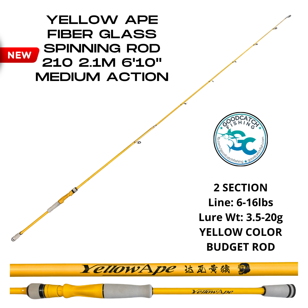 YELLOW APE 2.1M (6’10”) FIBERGLASS SPINNING ROD – BUDGET ROD GoodCatch Fishing - Image 5