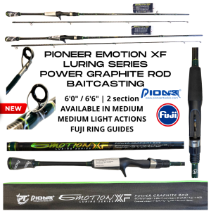 PIONEER EMOTION XF Luring Series Baitcasting Rod Power Graphite Fuji Guides 2 Piece 6ft , 6ft 6in