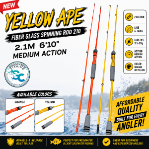 YELLOW APE 2.1M (6’10”) FIBERGLASS SPINNING ROD – BUDGET ROD GoodCatch Fishing