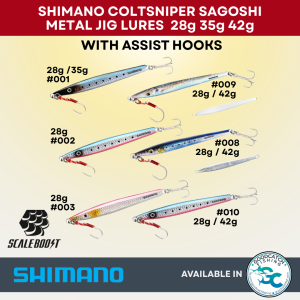 SHIMANO COLTSNIPER LONG SAGOSHI METAL JIG LURES  28g 35g 42g WITH ASSIST HOOKS GOODCATCH FISHING