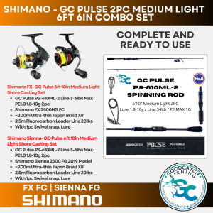 Shimano FX / Sienna - GoodCatch Pulse Light / Medium Light Spinning Combo Set 2PC