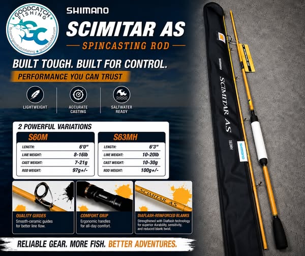 NEW Shimano Scimitar AS S60M/S63MH Spinning Rod