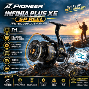 Pioneer Infinia Plus XE 6000 Spinning Reel 7+1BB 18kg Max Drag Metal Body Fishing Reel Saltwater